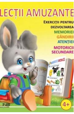 Coperta cărții 'Lectii amuzante +4 ani. Exercitii pentru dezvoltarea memoriei, gandirii, atentiei, motoricii secundare'