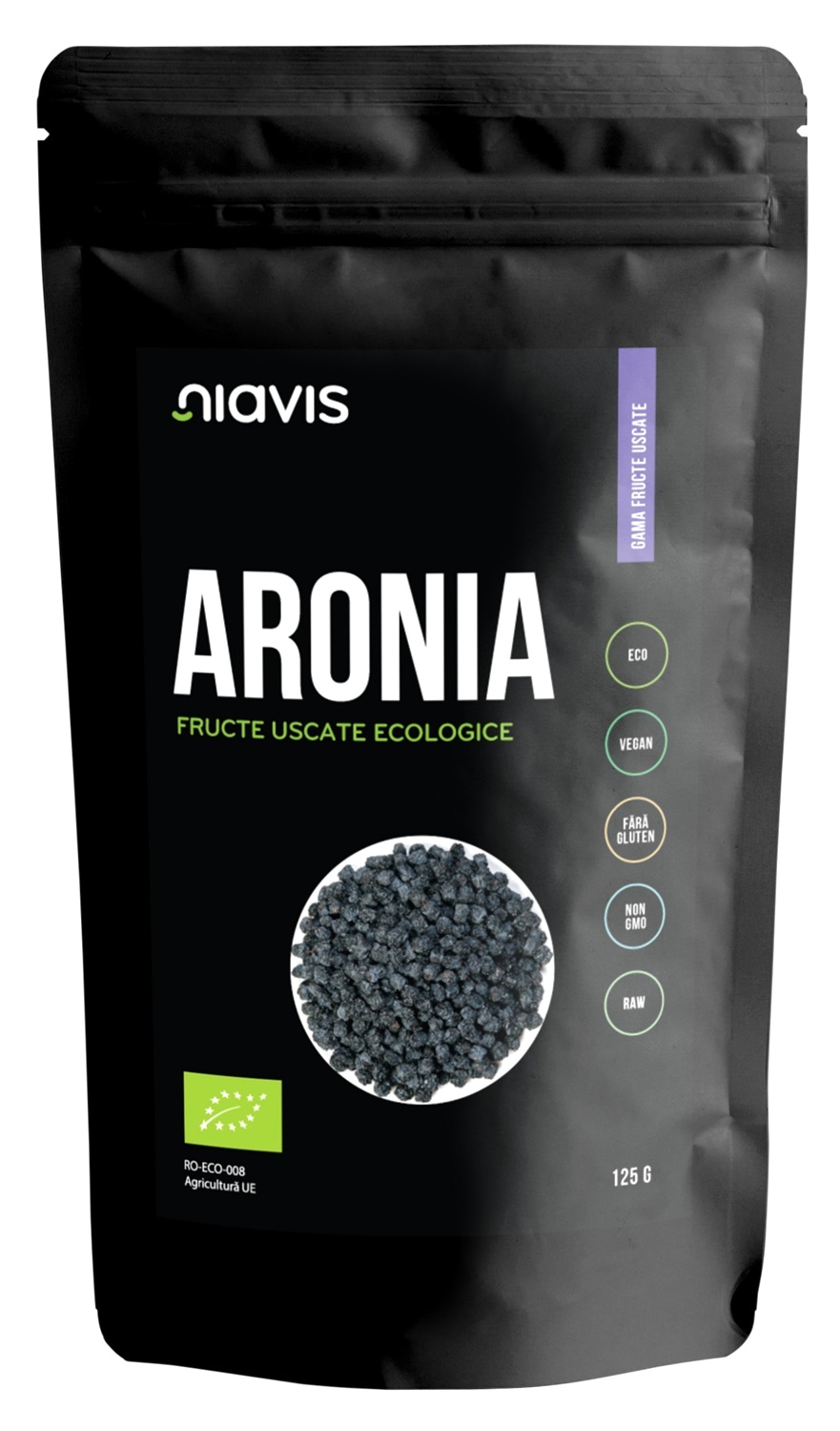 Aronia fructe uscate raw ECO/BIO 125g - Niavis