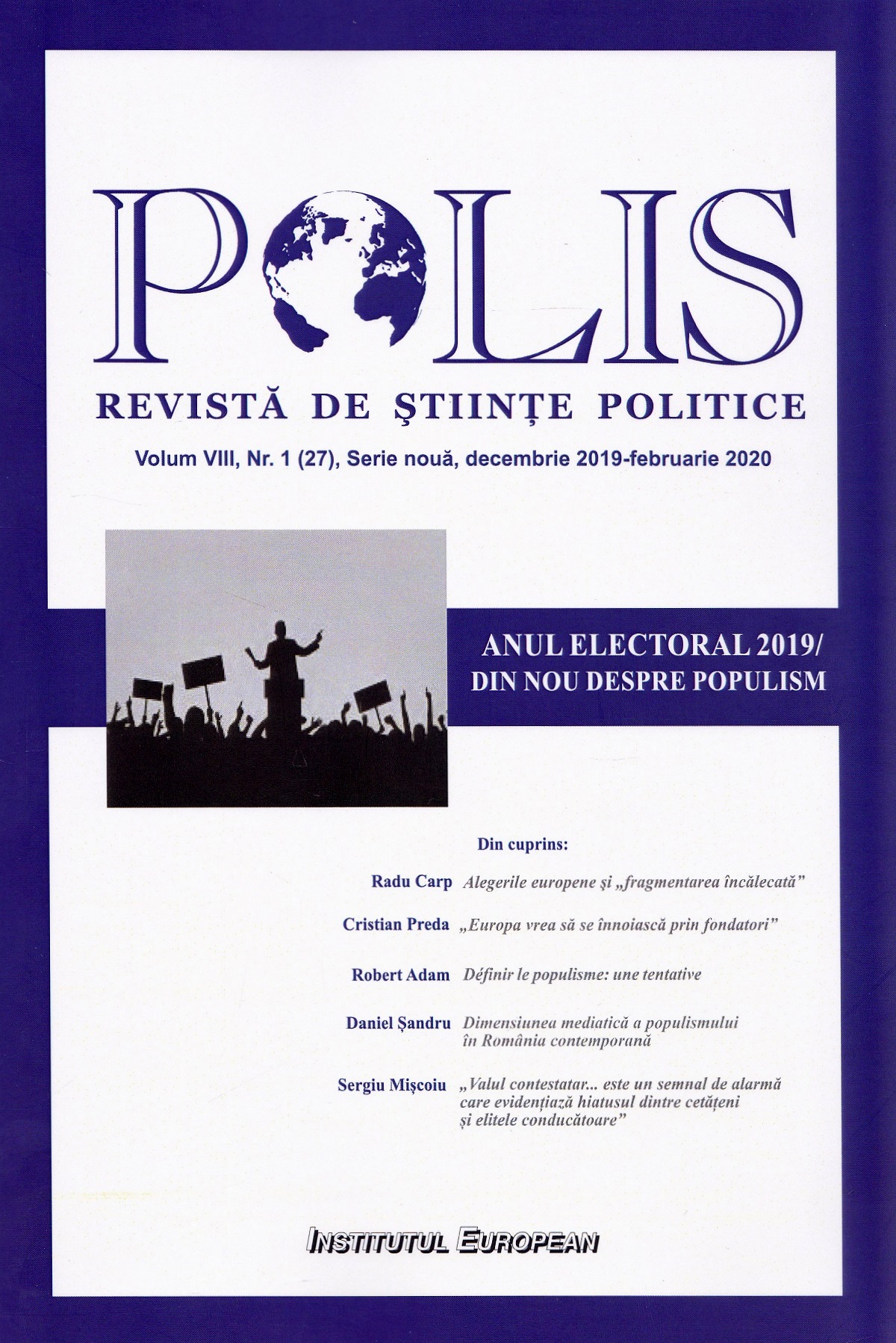 Polis vol.8 Nr.1 (27). Serie noua. Decembrie 2019 - februarie 2020. Revista de stiinte politice