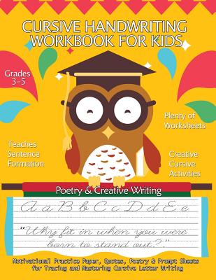Cursive Handwriting Workbook for Kids: Motivational Practice Paper, Quotes, Poetry & Prompt Sheets for Tracing and Mastering Cursive Letter Writing: G - Handwriting Practice Books