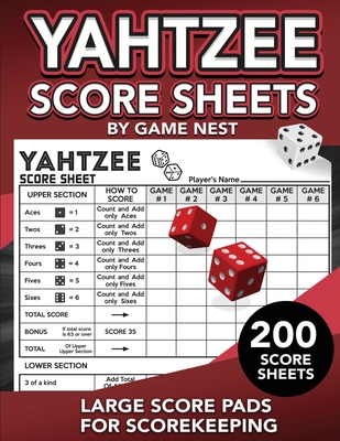 Yahtzee Score Sheets: 200 Large Score Pads for Scorekeeping - 8.5