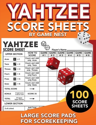 Yahtzee Score Sheets: 100 Large Score Pads for Scorekeeping - 8.5
