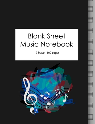 Blank Sheet Music Notebook: 100 Large Pages - 12 Stave - Guitar Nation
