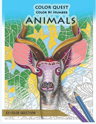 Color Quest Color by Number Animals: Jumbo Adult Coloring Book for Stress Relief - Color Questopia