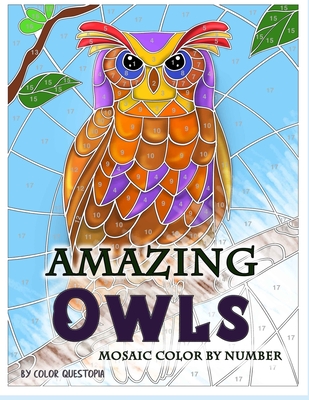 Amazing Owls Mosaic Color by Number: Adult Coloring Book For Stress Relief and Relaxation - Color Questopia