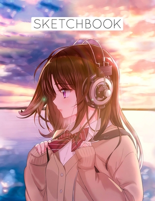 Sketchbook: Anime style cover, sketchbook for Drawing, Coloring, Sketching and Doodling manga, 8.5 x 11 110 pages - Anime Cover