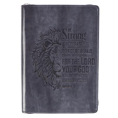 Strong & Courageous Classic Lux-Leather Zip Journal - 