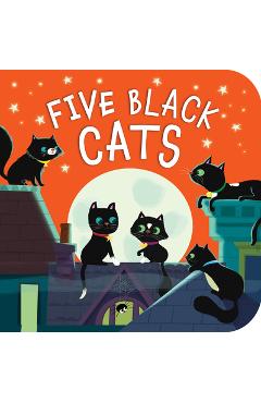 Coperta cărții 'Five Black Cats - Patricia Hegarty'