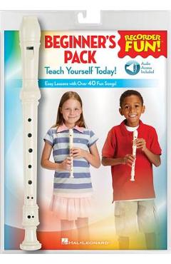 Coperta cărții 'Recorder Fun! Beginner's Pack with Flute: Teach Yourself Today - Easy Lessons with Over 40 Fun Songs! - Hal Leonard Corp'