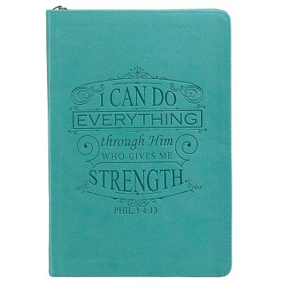 I Can Do Everything: Teal Lux-Leather Journal with Zipper - Christian Art Gifts