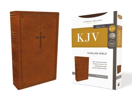 Kjv, Thinline Bible, Leathersoft, Brown, Red Letter Edition, Comfort Print - Thomas Nelson