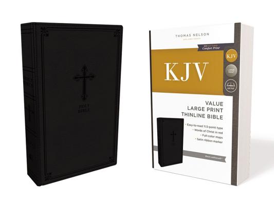 Kjv, Value Thinline Bible, Large Print, Leathersoft, Black, Red Letter Edition, Comfort Print - Thomas Nelson