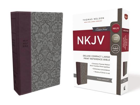 NKJV, Deluxe Reference Bible, Compact Large Print, Imitation Leather, Purple, Red Letter Edition, Comfort Print - Thomas Nelson