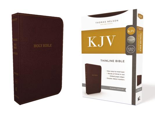 KJV, Thinline Bible, Standard Print, Imitation Leather, Burgundy, Red Letter Edition - Thomas Nelson