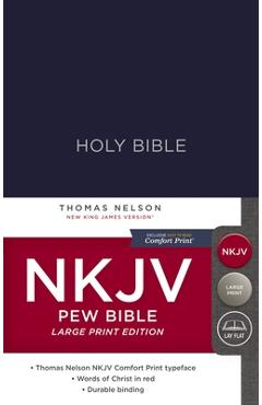 Coperta cărții 'NKJV, Pew Bible, Large Print, Hardcover, Blue, Red Letter Edition - Thomas Nelson'