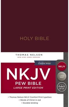 Poza produsului NKJV, Pew Bible, Large Print, Hardcover, Burgundy, Red Letter Edition - Thomas Nelson