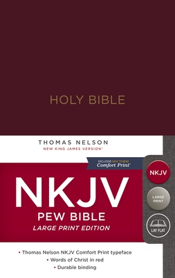 NKJV, Pew Bible, Large Print, Hardcover, Burgundy, Red Letter Edition - Thomas Nelson