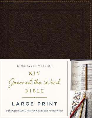 KJV, Journal the Word Bible, Large Print, Bonded Leather, Brown, Red Letter Edition: Reflect, Journal, or Create Art Next to Your Favorite Verses - Thomas Nelson