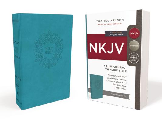 NKJV, Value Thinline Bible, Compact, Imitation Leather, Blue, Red Letter Edition - Thomas Nelson