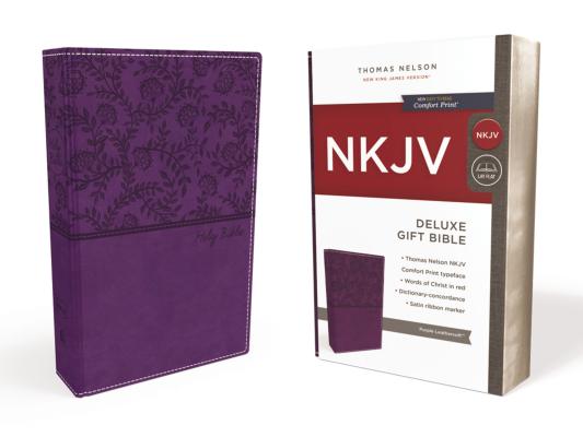 NKJV, Deluxe Gift Bible, Imitation Leather, Purple, Red Letter Edition - Thomas Nelson
