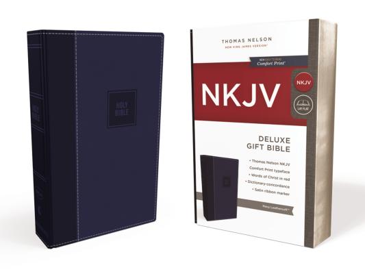 NKJV, Deluxe Gift Bible, Imitation Leather, Blue, Red Letter Edition - Thomas Nelson
