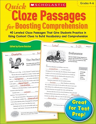 Quick Cloze Passages for Boosting Comprehension, Grades 4-6 - Scholastic
