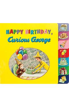 Coperta cărții 'Happy Birthday, Curious George - H. A. Rey'