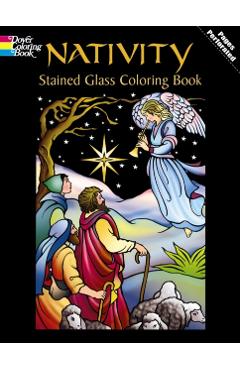 Coperta cărții 'Nativity Stained Glass Coloring Book - Marty Noble'