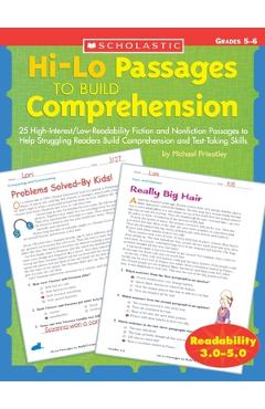Poza produsului Hi-Lo Passages to Build Comprehension: Grades 5?6: 25 High-Interest/Low Readability Fiction and Nonfiction Passages to Help Struggling Readers Build C - Michael Priestley