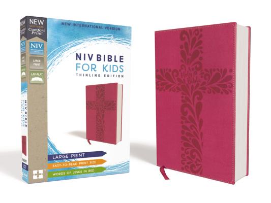 Niv, Bible for Kids, Large Print, Leathersoft, Pink, Red Letter Edition, Comfort Print: Thinline Edition - Zondervan