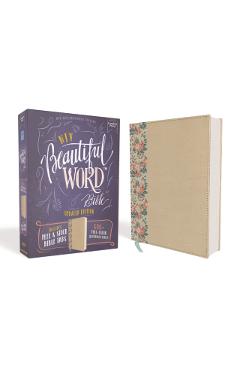Niv, Beautiful Word Bible, Updated Edition, Peel/Stick Bible Tabs, Leathersoft Over Board, Gold/Floral, Red Letter, Comfort Print: 600+ Full-Color Ill - Zondervan
