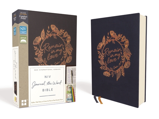 Niv, Journal the Word Bible, Cloth Over Board, Navy, Red Letter Edition, Comfort Print: Reflect, Take Notes, or Create Art Next to Your Favorite Verse - Zondervan