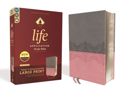 Niv, Life Application Study Bible, Third Edition, Large Print, Leathersoft, Gray/Pink, Red Letter Edition - Zondervan