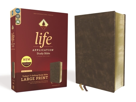 Niv, Life Application Study Bible, Third Edition, Large Print, Bonded Leather, Brown, Red Letter Edition - Zondervan