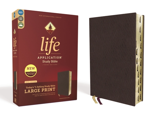 Niv, Life Application Study Bible, Third Edition, Large Print, Bonded Leather, Burgundy, Indexed, Red Letter Edition - Zondervan