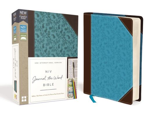 NIV, Journal the Word Bible, Imitation Leather, Brown/Blue, Red Letter Edition, Comfort Print: Reflect, Take Notes, or Create Art Next to Your Favorit - Zondervan