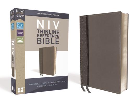 NIV, Thinline Reference Bible, Imitation Leather, Gray, Red Letter Edition, Comfort Print - Zondervan