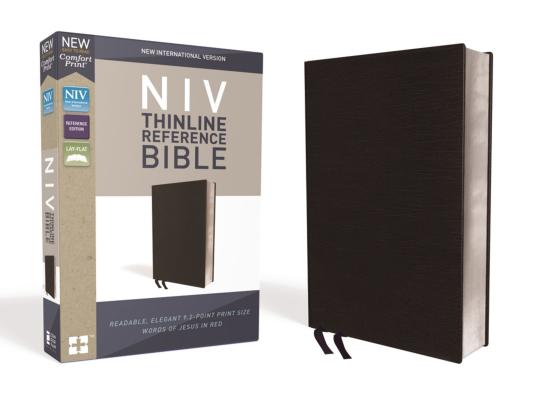 NIV, Thinline Reference Bible, Bonded Leather, Black, Red Letter Edition, Comfort Print - Zondervan