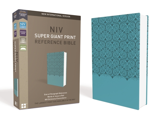 NIV, Super Giant Print Reference Bible, Imitation Leather, Blue, Red Letter Edition - Zondervan