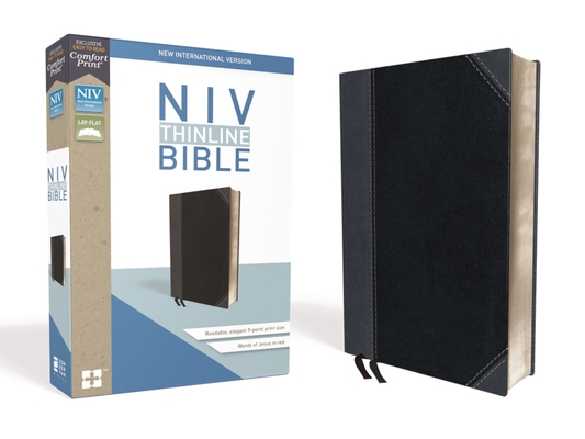 NIV, Thinline Bible, Imitation Leather, Black/Gray, Red Letter Edition - Zondervan