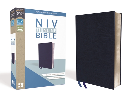NIV, Thinline Bible, Bonded Leather, Navy, Red Letter Edition - Zondervan
