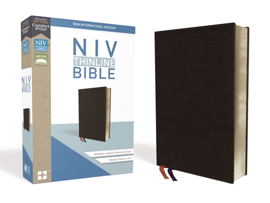NIV, Thinline Bible, Bonded Leather, Black, Red Letter Edition - Zondervan