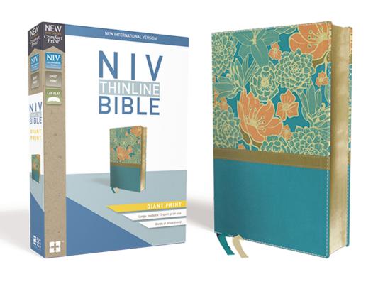 NIV, Thinline Bible, Giant Print, Imitation Leather, Blue, Red Letter Edition - Zondervan