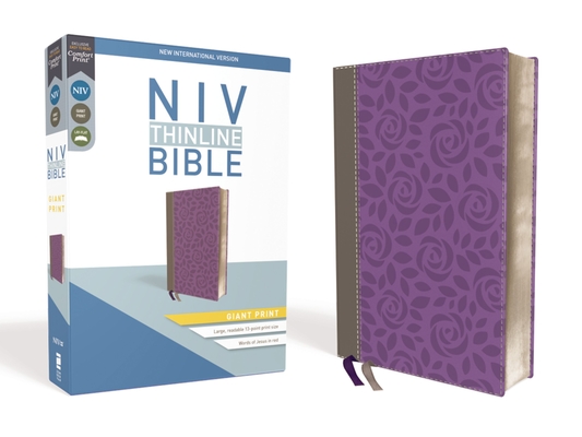 NIV, Thinline Bible, Giant Print, Imitation Leather, Gray/Purple, Red Letter Edition - Zondervan