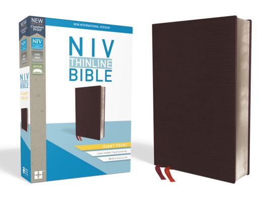 NIV, Thinline Bible, Giant Print, Bonded Leather, Burgundy, Indexed, Red Letter Edition - Zondervan