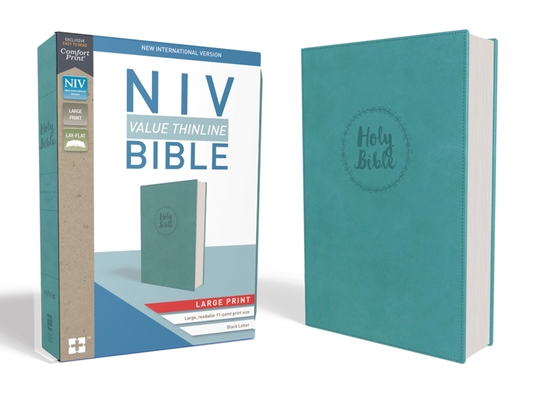 NIV, Value Thinline Bible, Large Print, Imitation Leather, Blue - Zondervan
