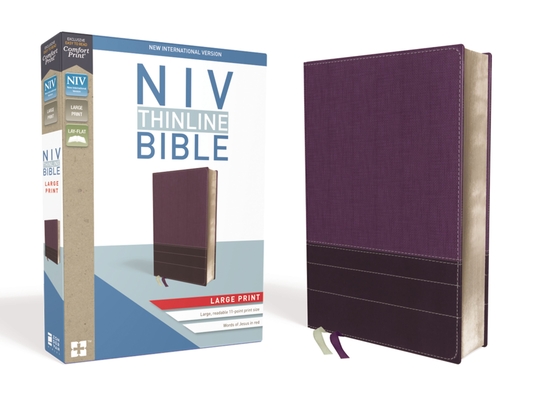 NIV, Thinline Bible, Large Print, Imitation Leather, Purple, Red Letter Edition - Zondervan