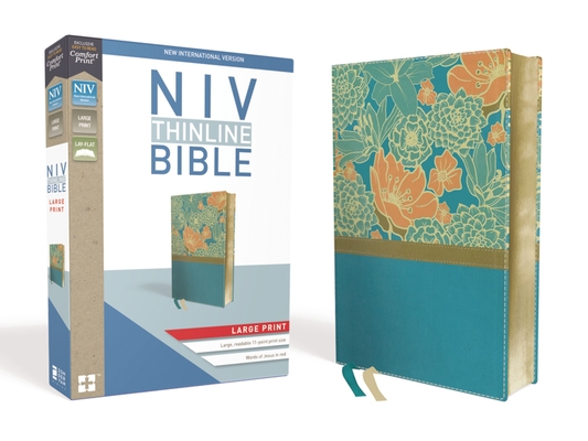 NIV, Thinline Bible, Large Print, Imitation Leather, Blue, Red Letter Edition - Zondervan