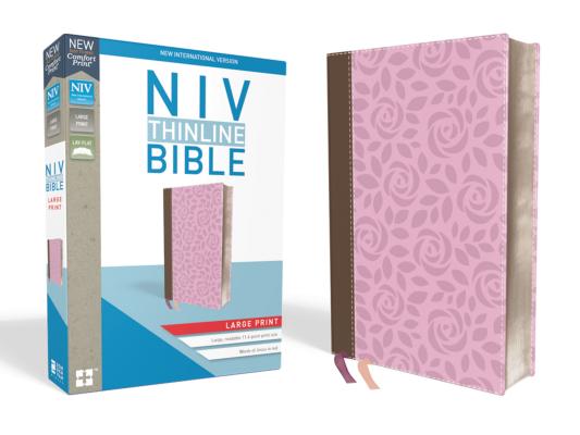 NIV, Thinline Bible, Large Print, Imitation Leather, Pink, Red Letter Edition - Zondervan
