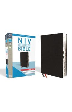 Poza produsului NIV, Thinline Bible, Large Print, Bonded Leather, Black, Indexed, Red Letter Edition - Zondervan